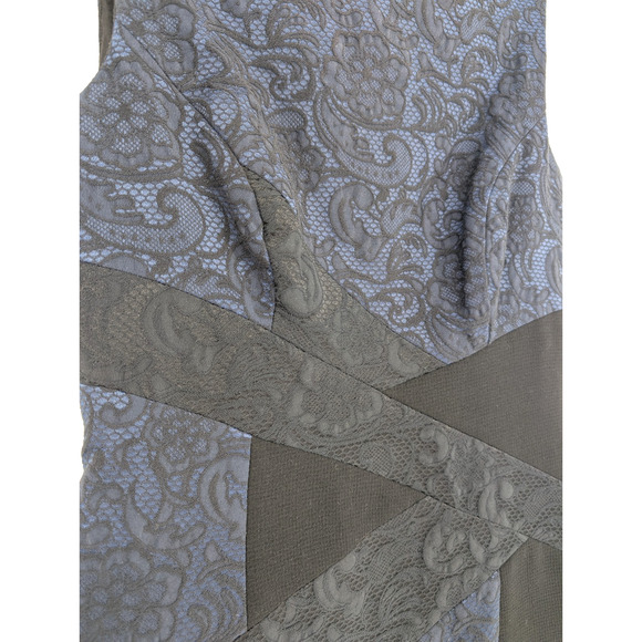 BCBG Alma Navy Black Jacquard Floral Lace Print Geometric Sheath Dress Size 2 - Picture 5 of 11